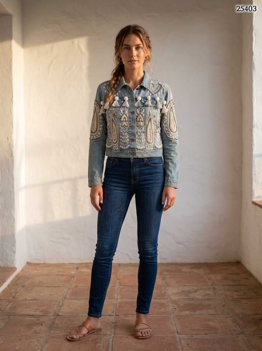 25403-light-indigo-denim-1 COTTON DENIM SHORT JACKET - immagine 1